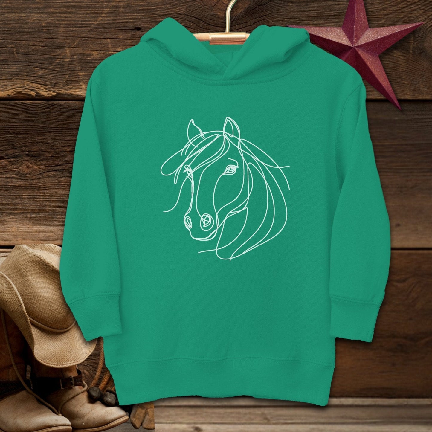 Youth Shirts Hooded Sweatshirt Toddler / Kelly / 2T Elegant Horse Line Art -Toddler Shirt