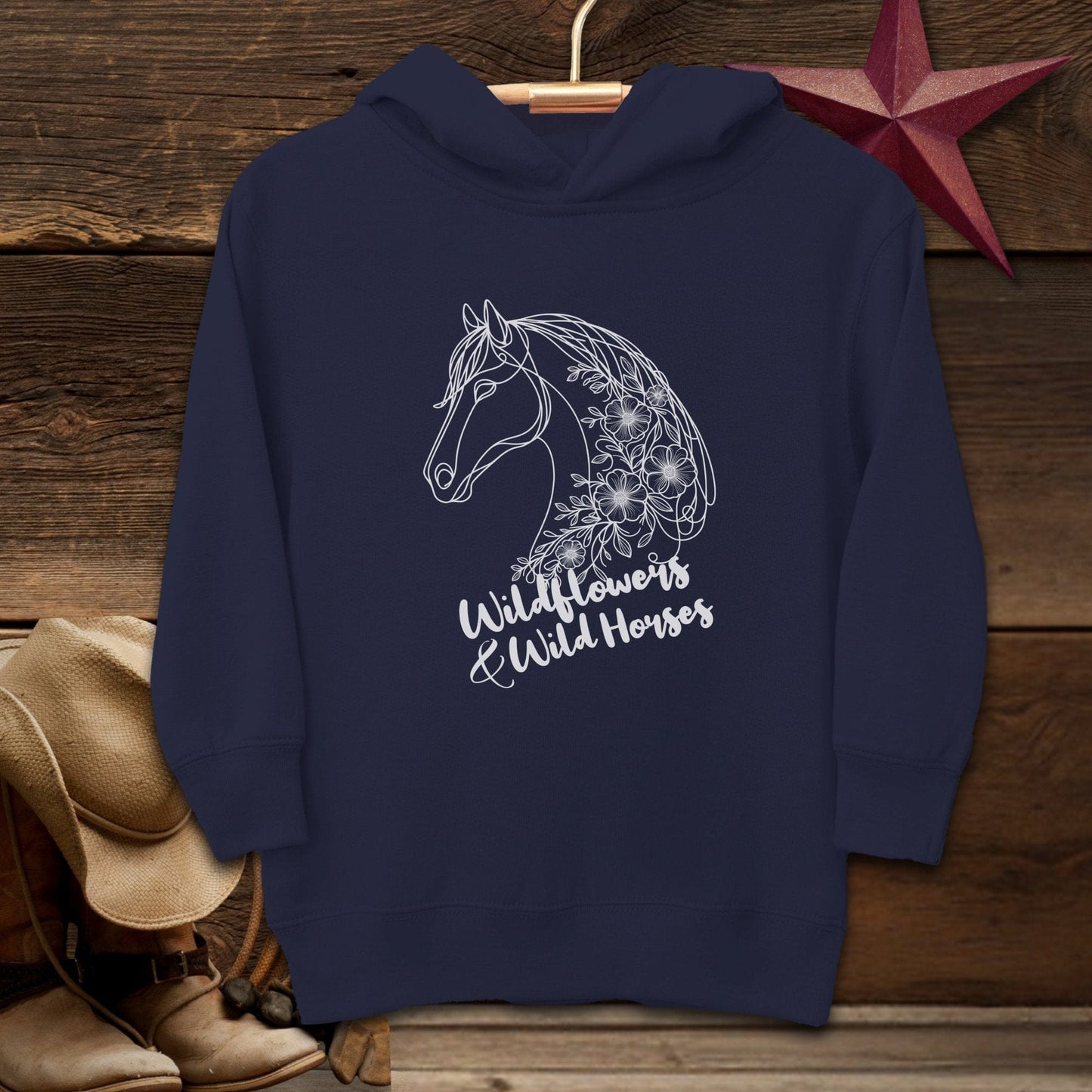 Youth Shirts Hooded Sweatshirt Toddler / Navy / 2T Wildflowers And Wild Horses - Toddler Shirt