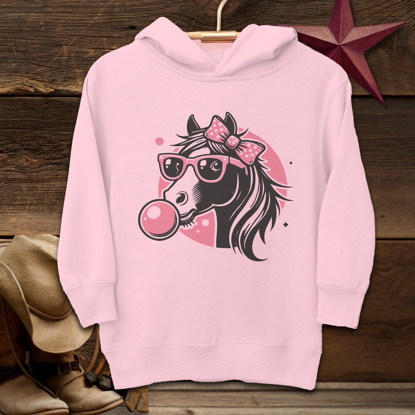 Youth Shirts Hooded Sweatshirt Toddler / Pink / 2T Bubble Gum Horse Shirt