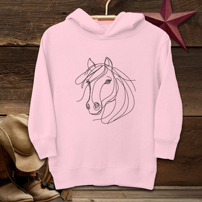 Youth Shirts Hooded Sweatshirt Toddler / Pink / 2T Elegant Horse Line Art -Toddler Shirt