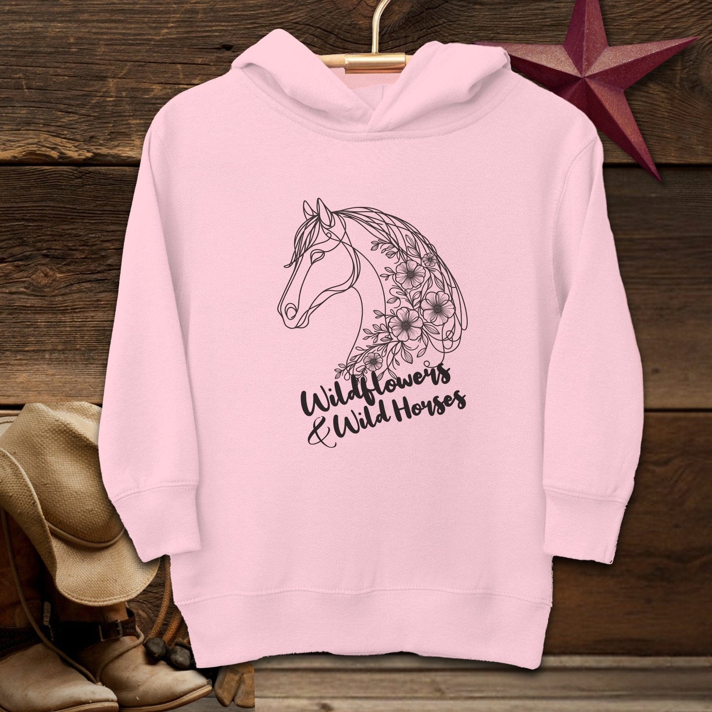 Youth Shirts Hooded Sweatshirt Toddler / Pink / 2T Wildflowers And Wild Horses - Toddler Shirt