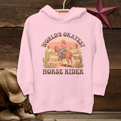 Youth Shirts Hooded Sweatshirt Toddler / Pink / 2T World's Okayest Horse Rider Shirt