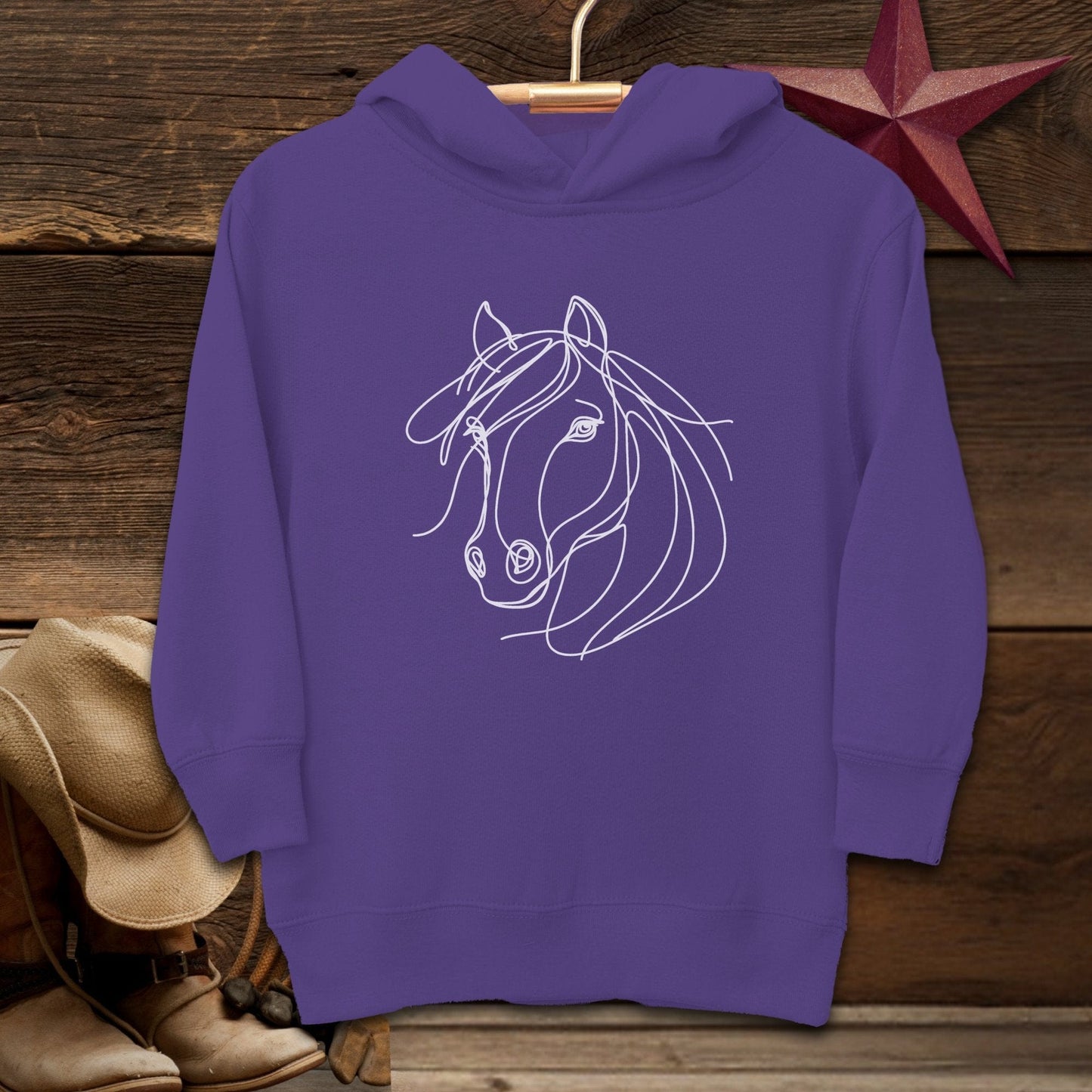 Youth Shirts Hooded Sweatshirt Toddler / Purple / 2T Elegant Horse Line Art -Toddler Shirt