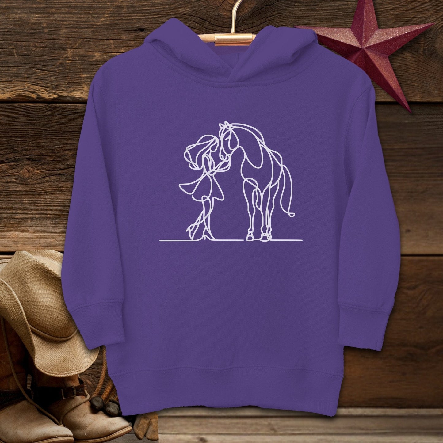 Youth Shirts Hooded Sweatshirt Toddler / Purple / 2T Lady and Horse Art Toddler Shirt