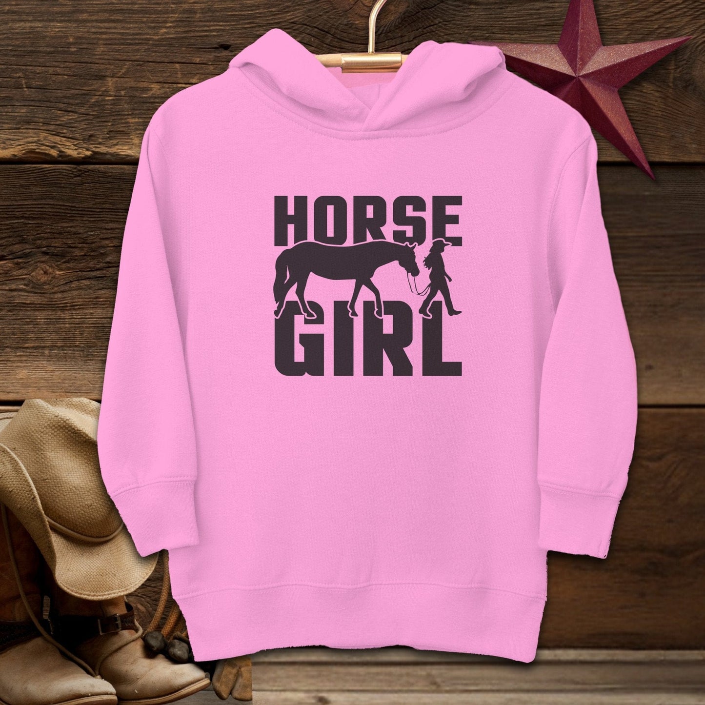 Youth Shirts Hooded Sweatshirt Toddler / Raspberry / 2T Horse and Girl Shirt