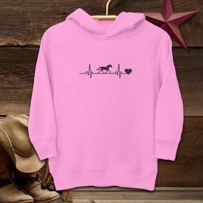 Youth Shirts Hooded Sweatshirt Toddler / Raspberry / 2T Horse Heartbeat Shirt