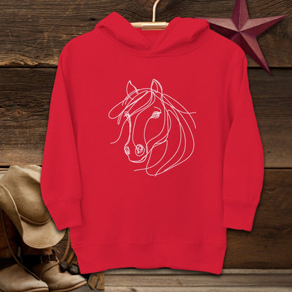 Youth Shirts Hooded Sweatshirt Toddler / Red / 2T Elegant Horse Line Art -Toddler Shirt