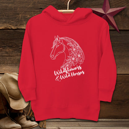 Youth Shirts Hooded Sweatshirt Toddler / Red / 2T Wildflowers And Wild Horses - Toddler Shirt