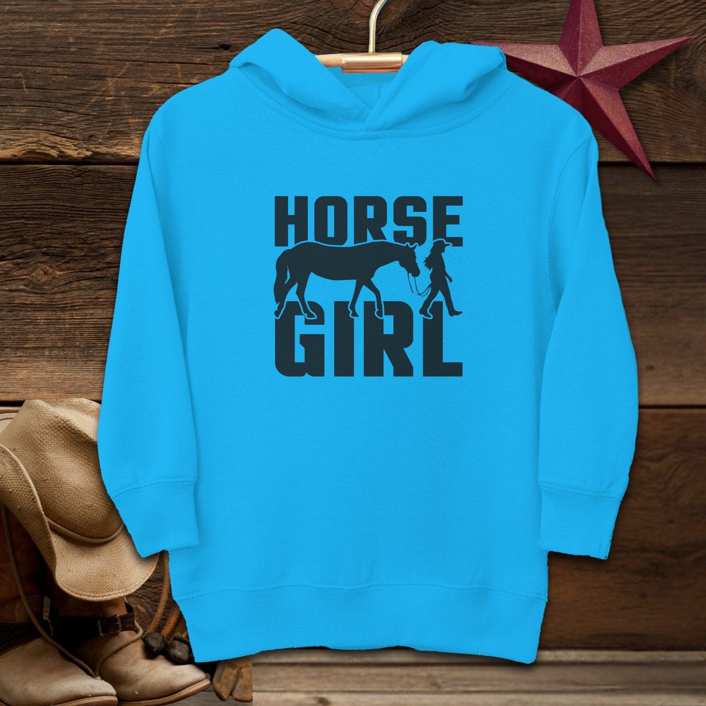 Youth Shirts Hooded Sweatshirt Toddler / Turquoise / 2T Horse and Girl Shirt