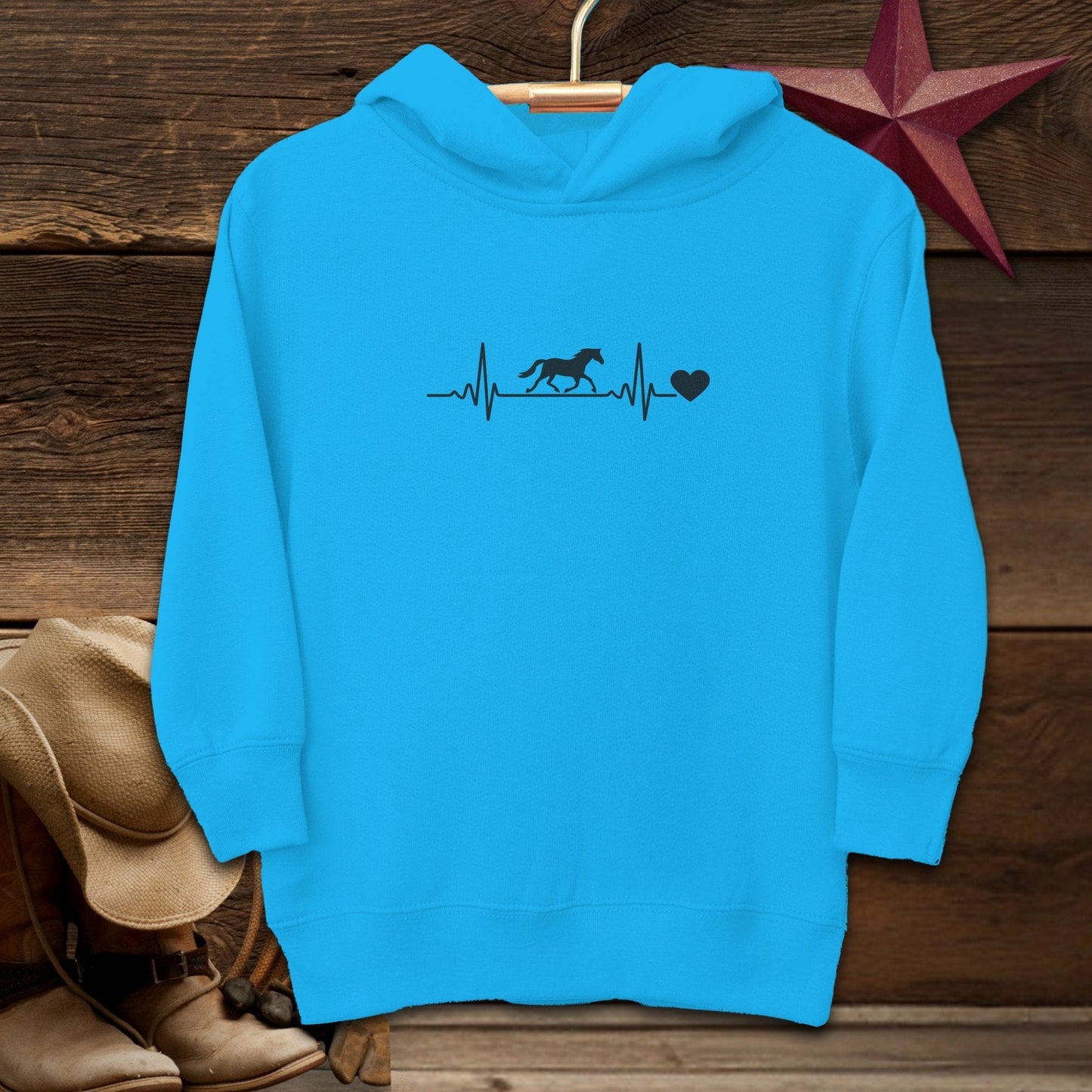 Youth Shirts Hooded Sweatshirt Toddler / Turquoise / 2T Horse Heartbeat Shirt