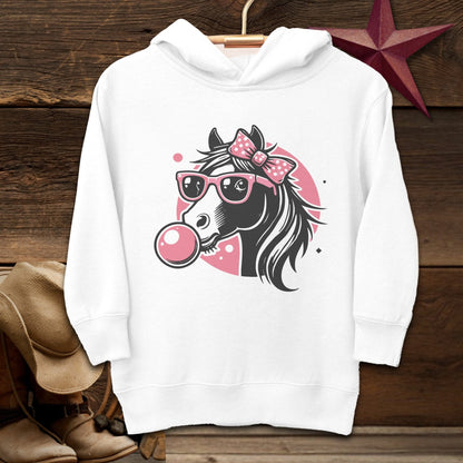 Youth Shirts Hooded Sweatshirt Toddler / White / 2T Bubble Gum Horse Shirt