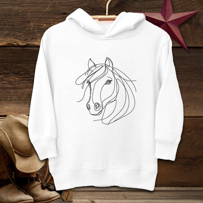 Youth Shirts Hooded Sweatshirt Toddler / White / 2T Elegant Horse Line Art -Toddler Shirt