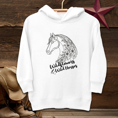 Youth Shirts Hooded Sweatshirt Toddler / White / 2T Wildflowers And Wild Horses - Toddler Shirt