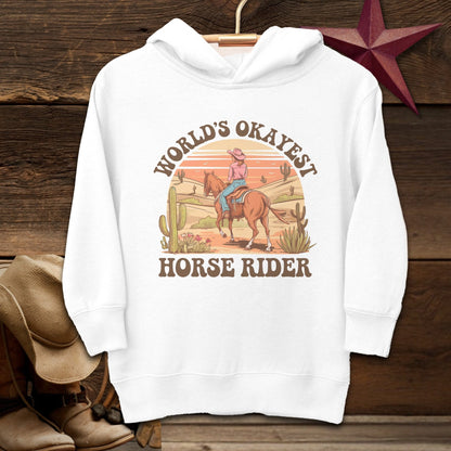 Youth Shirts Hooded Sweatshirt Toddler / White / 2T World's Okayest Horse Rider Shirt