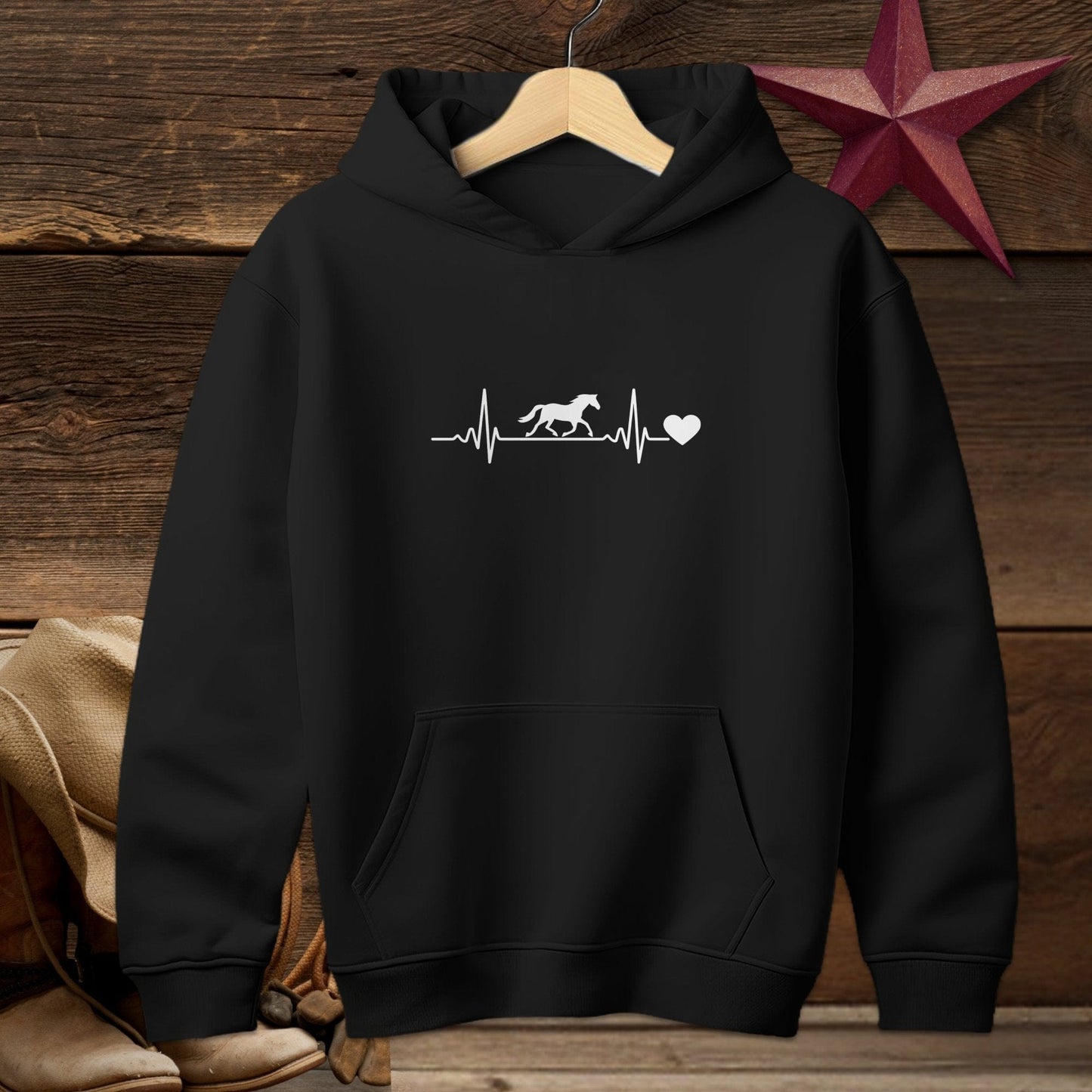 Youth Shirts Hooded Sweatshirt Youth / Black / S Horse Heartbeat Shirt