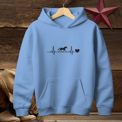 Youth Shirts Hooded Sweatshirt Youth / Carolina Blue / S Horse Heartbeat Shirt