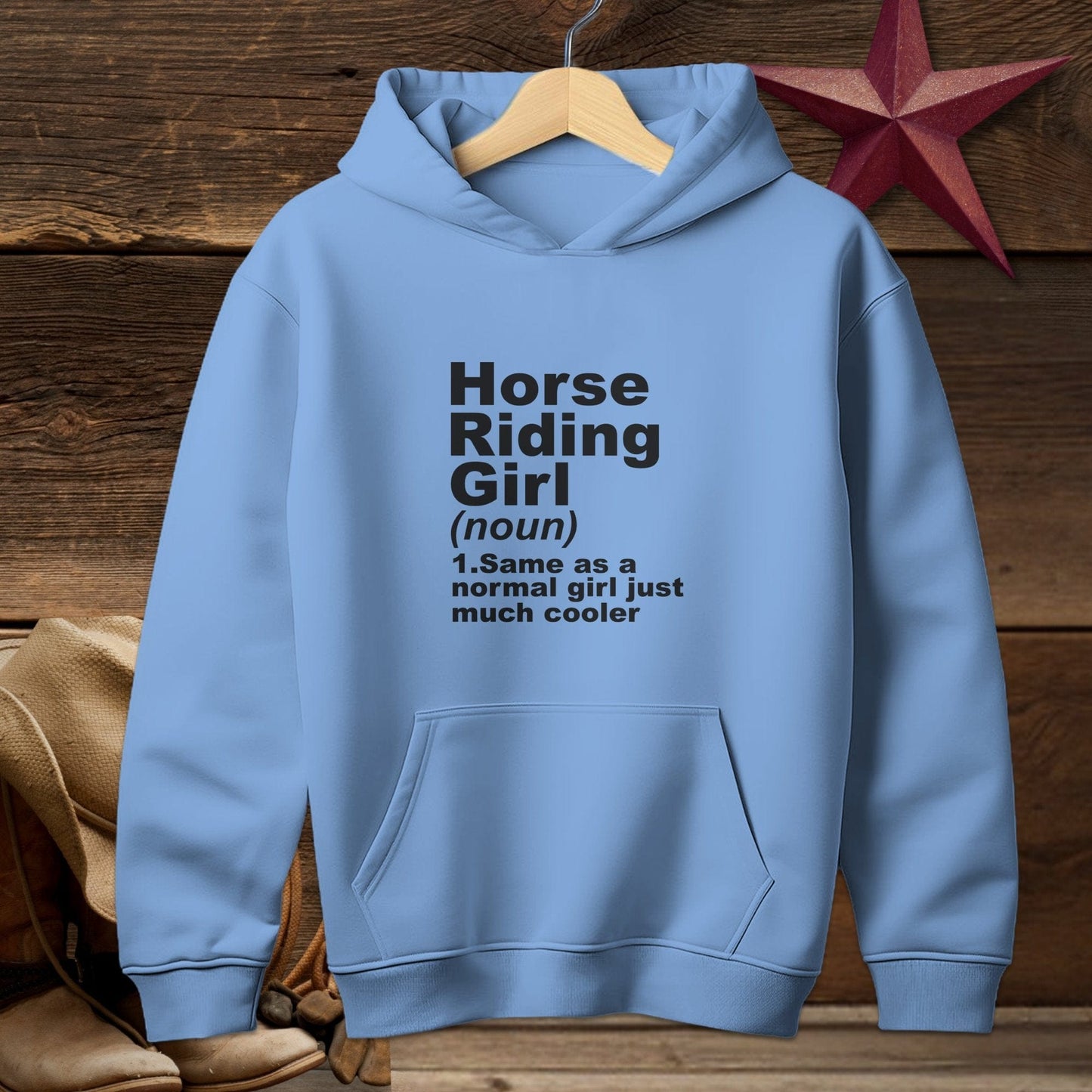 Youth Shirts Hooded Sweatshirt Youth / Carolina Blue / S Horse Riding Girl Definition Shirt