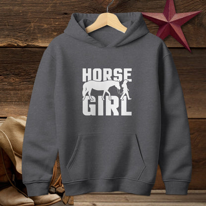 Youth Shirts Hooded Sweatshirt Youth / Dark Heather / S Horse and Girl Shirt