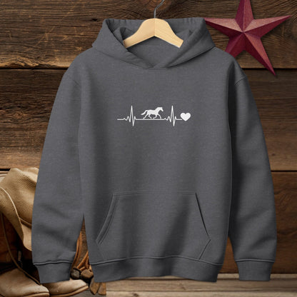 Youth Shirts Hooded Sweatshirt Youth / Dark Heather / S Horse Heartbeat Shirt