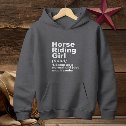 Youth Shirts Hooded Sweatshirt Youth / Dark Heather / S Horse Riding Girl Definition Shirt