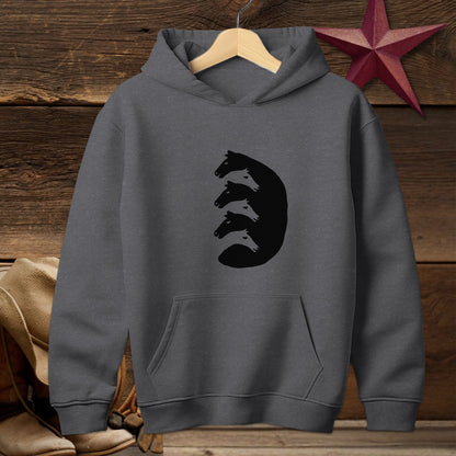 Youth Shirts Hooded Sweatshirt Youth / Dark Heather / S Interlocking Horse Heads - Youth Shirt