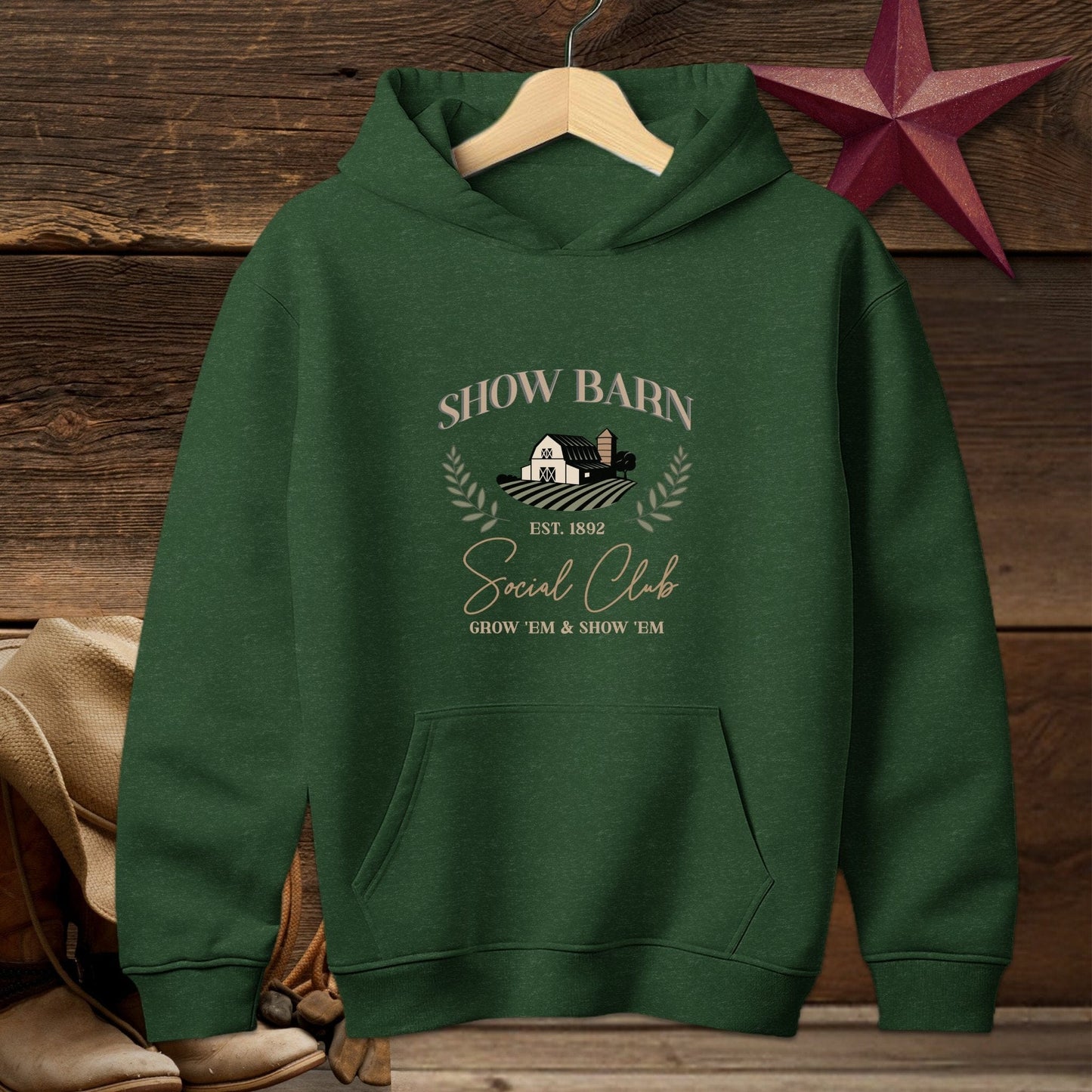 Youth Shirts Hooded Sweatshirt Youth / Forest Green / S Show Barn Social Club - Youth Shirt