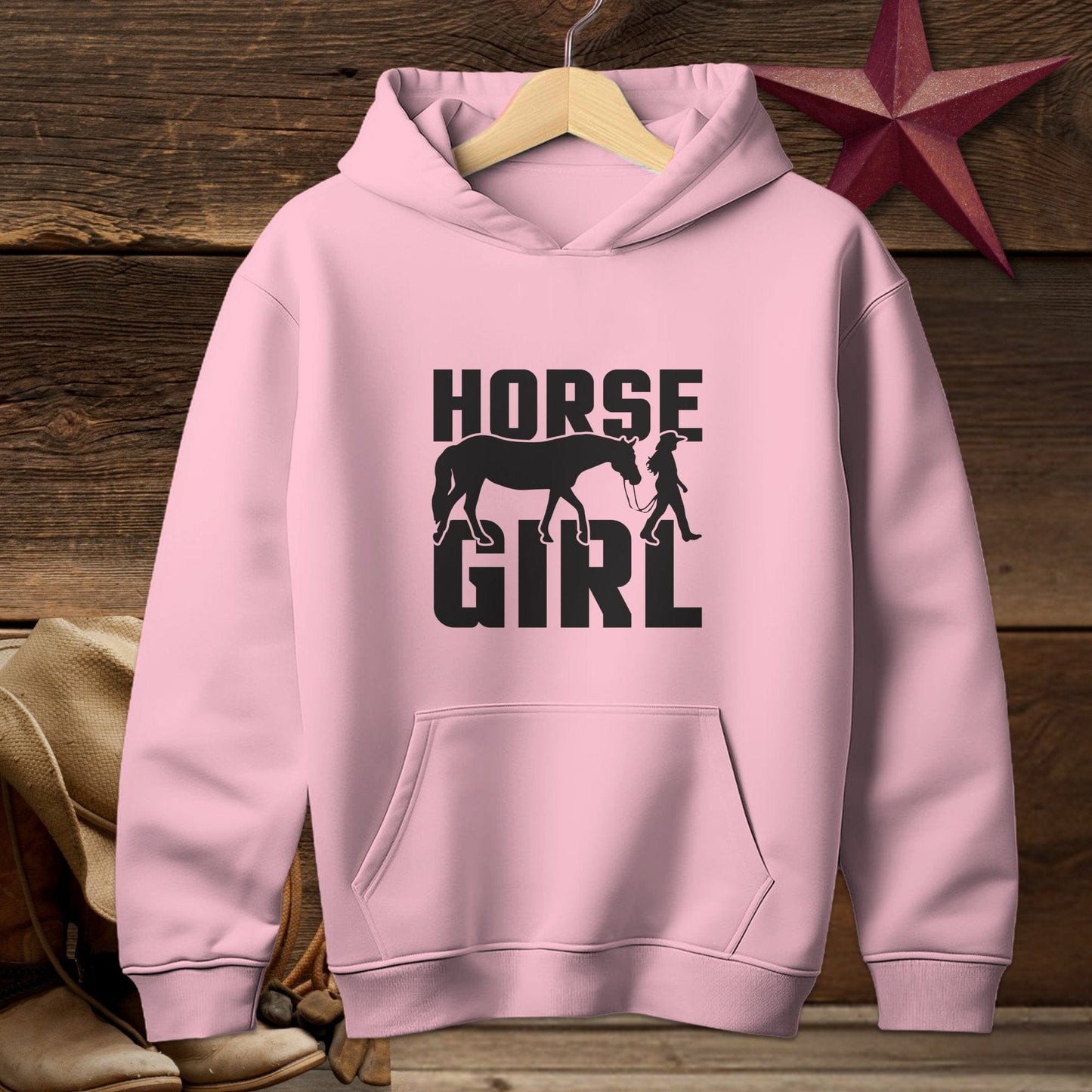 Youth Shirts Hooded Sweatshirt Youth / Light Pink / S Horse and Girl Shirt