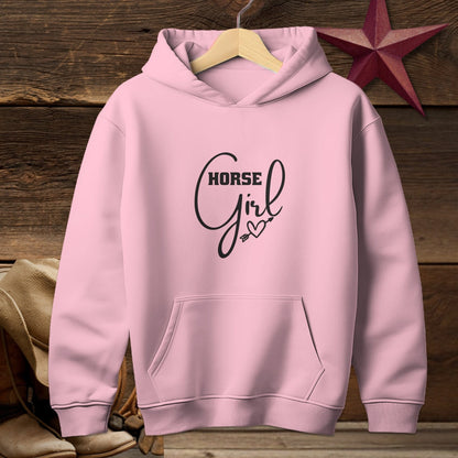 Youth Shirts Hooded Sweatshirt Youth / Light Pink / S Horse Girl with Arrow Heart Shirt