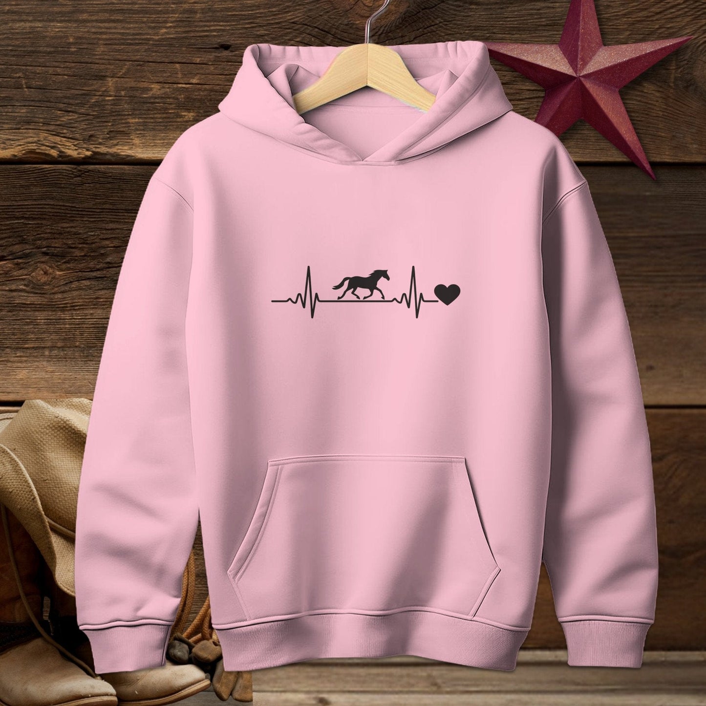 Youth Shirts Hooded Sweatshirt Youth / Light Pink / S Horse Heartbeat Shirt