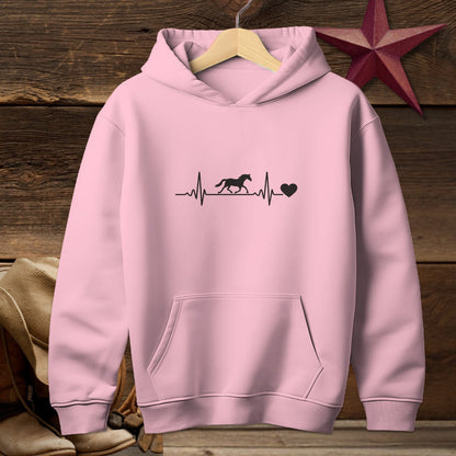 Youth Shirts Hooded Sweatshirt Youth / Light Pink / S Horse Heartbeat Shirt