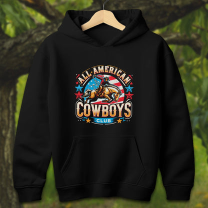 Youth Shirts Hooded Sweatshirt Youth / S / Black All American Cowboys Club - Youth Shirt