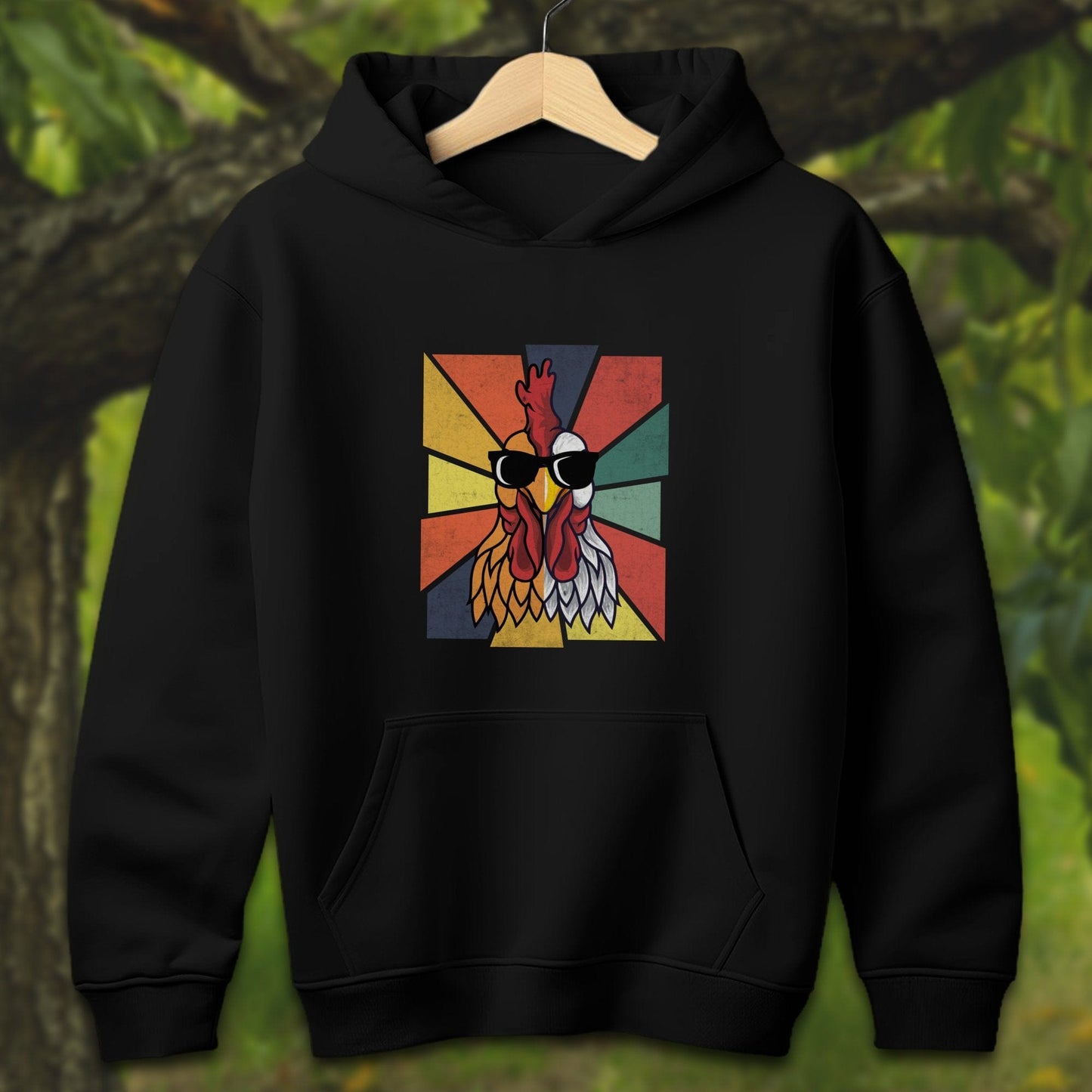 Youth Shirts Hooded Sweatshirt Youth / S / Black Cool Rooster - Youth Shirt