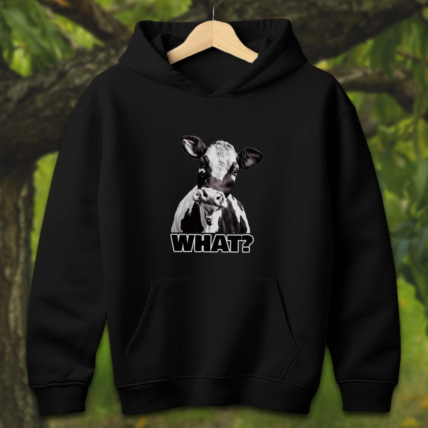 Youth Shirts Hooded Sweatshirt Youth / S / Black Cow - Youth Shirt