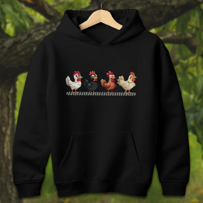 Youth Shirts Hooded Sweatshirt Youth / S / Black Funny Chicken - Youth Shirt