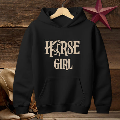 Youth Shirts Hooded Sweatshirt Youth / S / Black Horse Girl - Youth Shirt