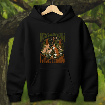 Youth Shirts Hooded Sweatshirt Youth / S / Black Whispering Woods Forest Friends - Youth Shirt