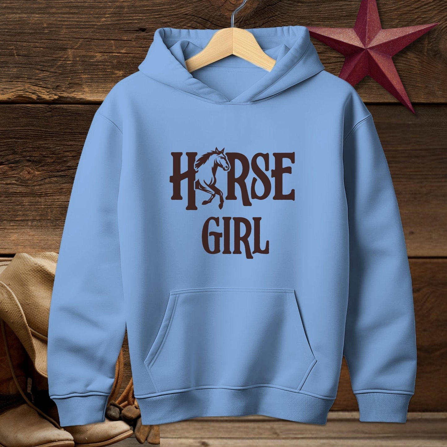 Youth Shirts Hooded Sweatshirt Youth / S / Carolina Blue Horse Girl - Youth Shirt