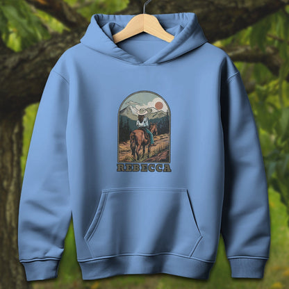 Youth Shirts Hooded Sweatshirt Youth / S / Carolina Blue Personalized Horseback Adventure - Youth Shirt