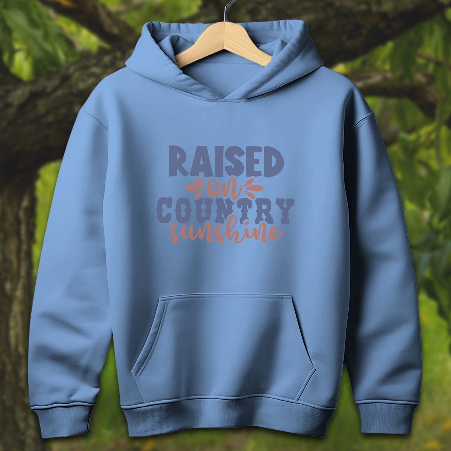 Youth Shirts Hooded Sweatshirt Youth / S / Carolina Blue Raised on Country Sunshine - Youth Shirt