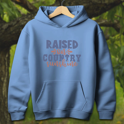 Youth Shirts Hooded Sweatshirt Youth / S / Carolina Blue Raised on Country Sunshine - Youth Shirt