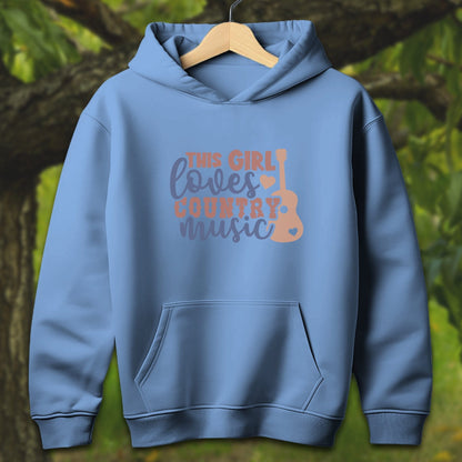 Youth Shirts Hooded Sweatshirt Youth / S / Carolina Blue This Girl Loves Country Music - Youth Shirt