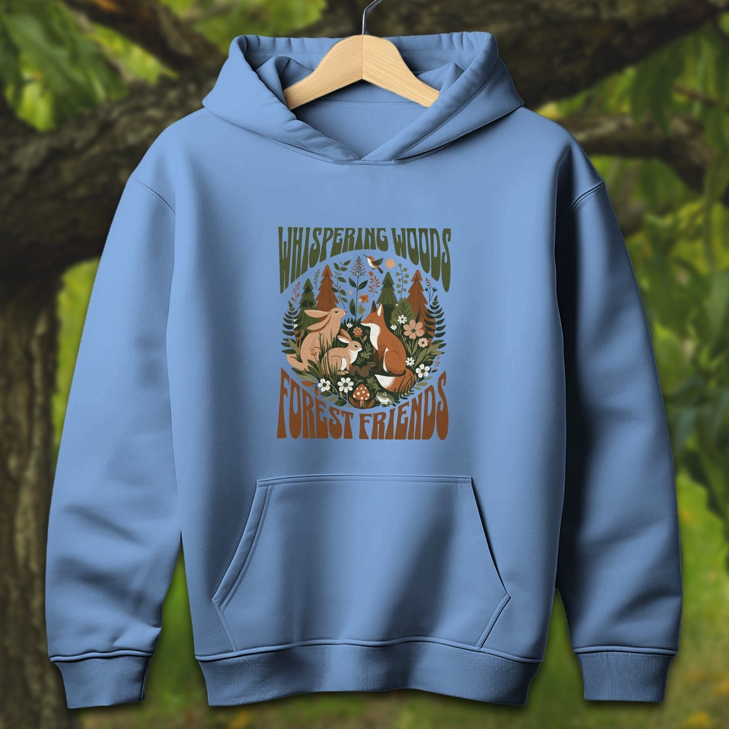 Youth Shirts Hooded Sweatshirt Youth / S / Carolina Blue Whispering Woods Forest Friends - Youth Shirt