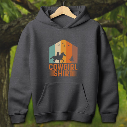 Youth Shirts Hooded Sweatshirt Youth / S / Dark Heather Cowgirl - Youth Shirt