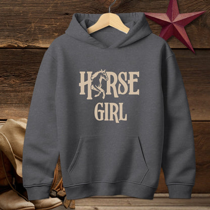 Youth Shirts Hooded Sweatshirt Youth / S / Dark Heather Horse Girl - Youth Shirt