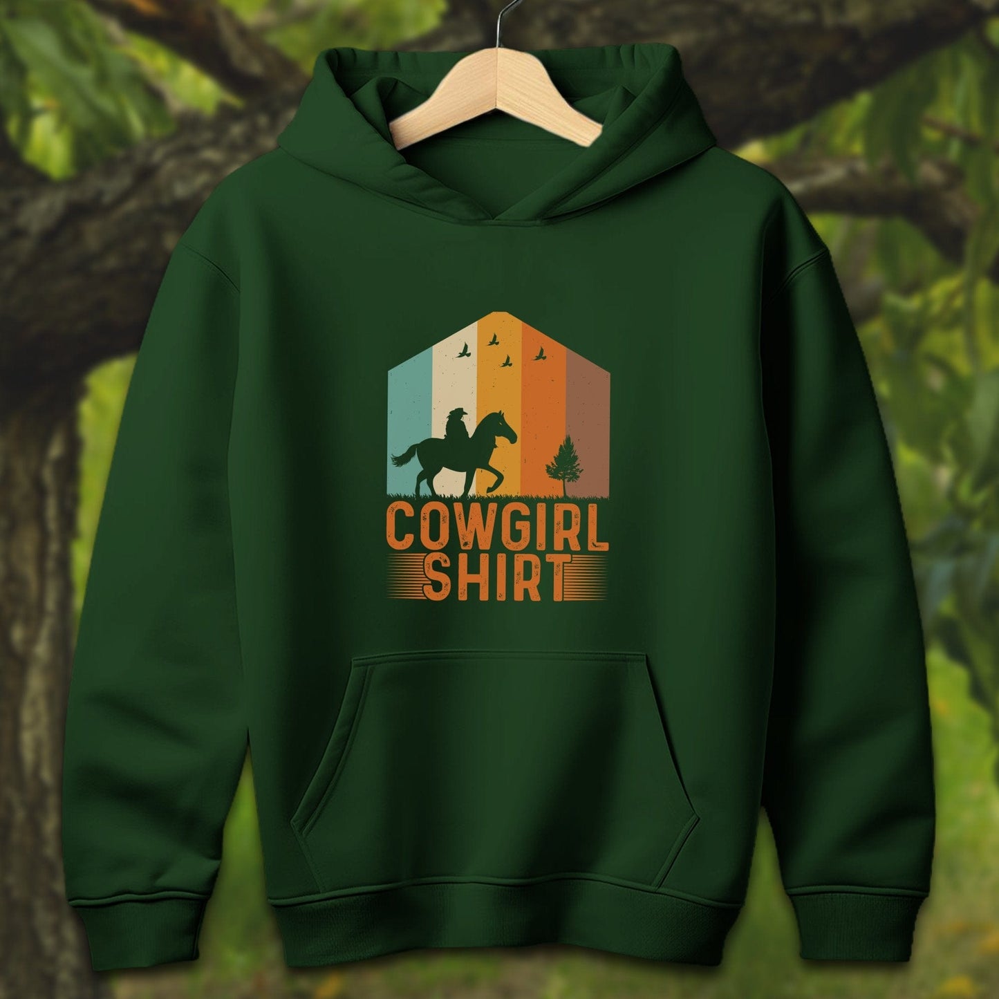 Youth Shirts Hooded Sweatshirt Youth / S / Forest Green Cowgirl - Youth Shirt