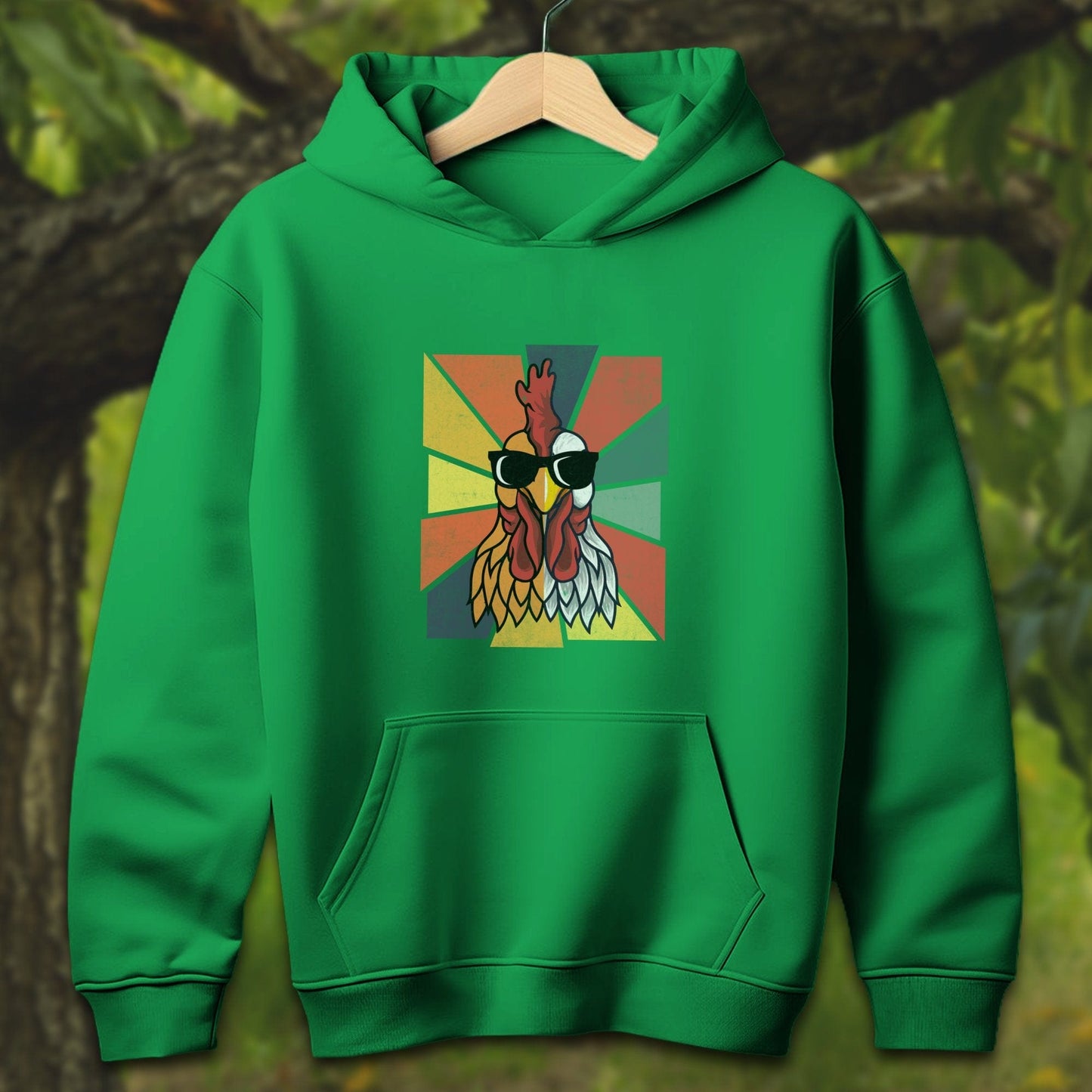 Youth Shirts Hooded Sweatshirt Youth / S / Irish Green Cool Rooster - Youth Shirt