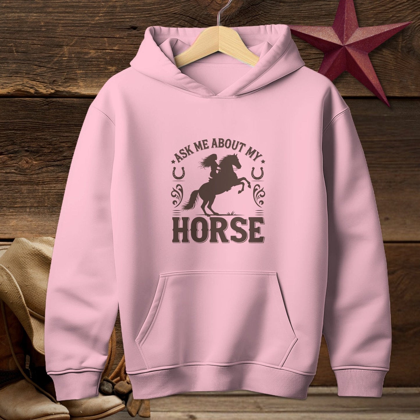 Youth Shirts Hooded Sweatshirt Youth / S / Light Pink Ask Me About My Horse Shirt