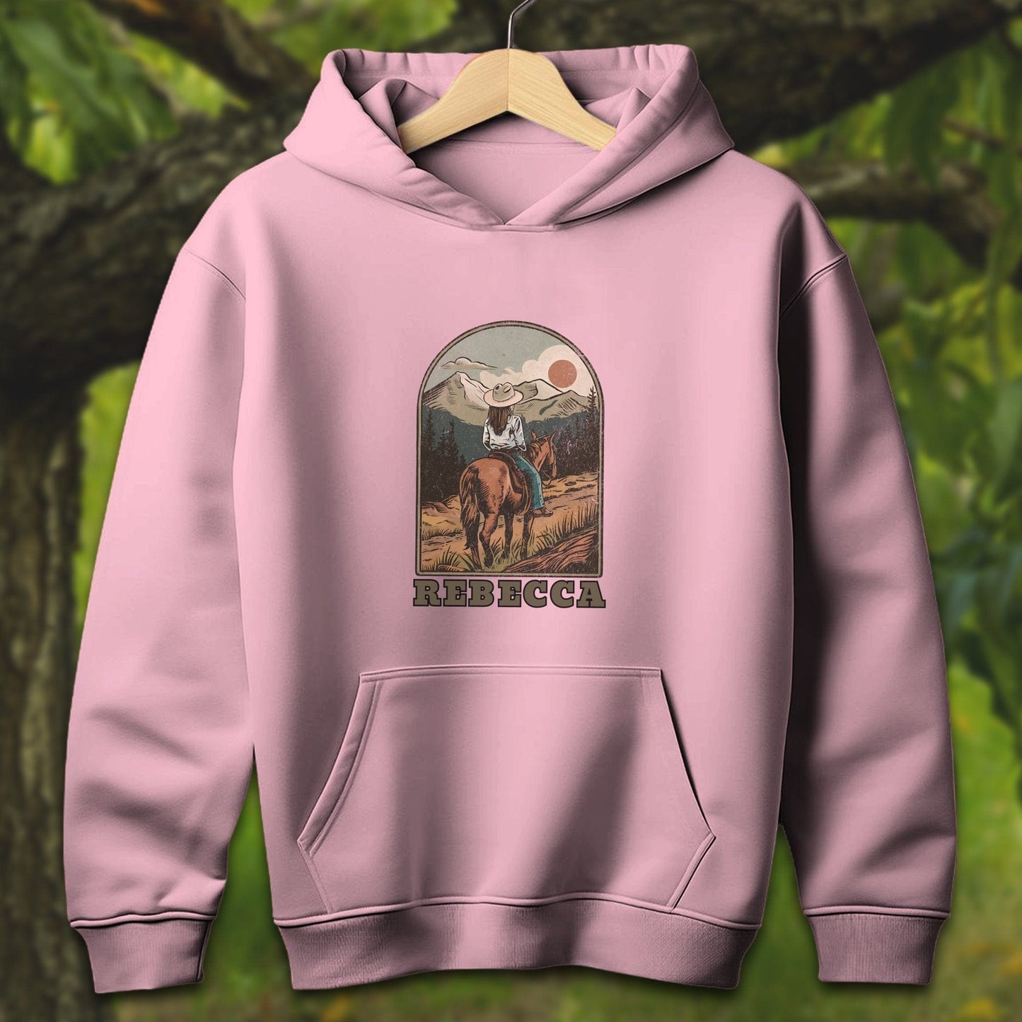 Youth Shirts Hooded Sweatshirt Youth / S / Light Pink Personalized Horseback Adventure - Youth Shirt