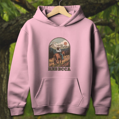 Youth Shirts Hooded Sweatshirt Youth / S / Light Pink Personalized Horseback Adventure - Youth Shirt