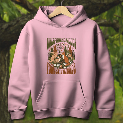 Youth Shirts Hooded Sweatshirt Youth / S / Light Pink Whispering Woods Forest Friends - Youth Shirt